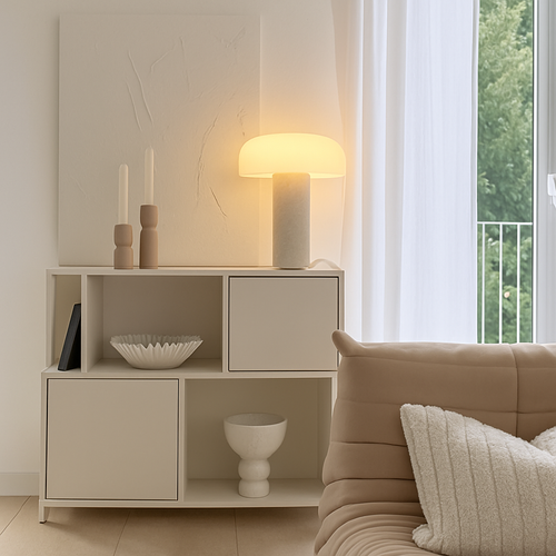 lampe de bureau design en marbre style champignon moderne - vue 6 sur 6