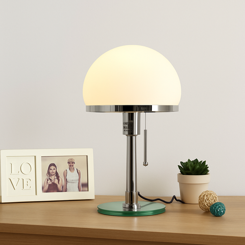 lampe de bureau led design nordique en verre et acier inoxydable - vue 3 sur 7