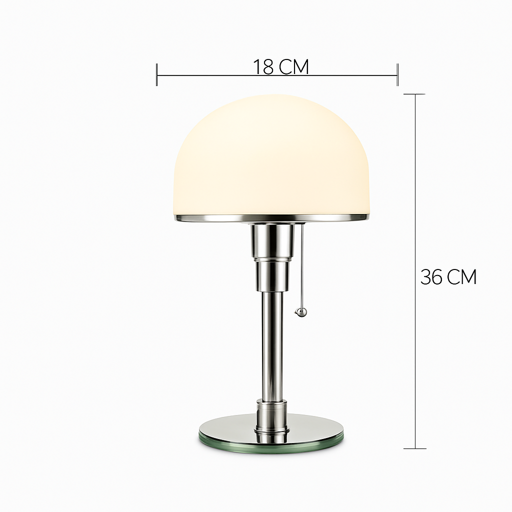lampe de bureau led design nordique en verre et acier inoxydable