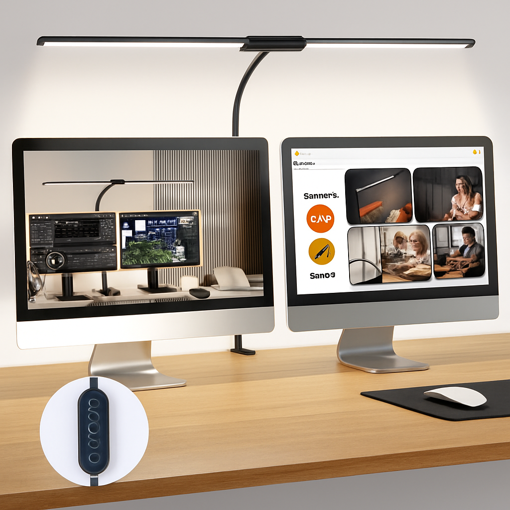 lampe de bureau led à pince 360° 3 modes 10 luminosités simple/double - vue 4 sur 9