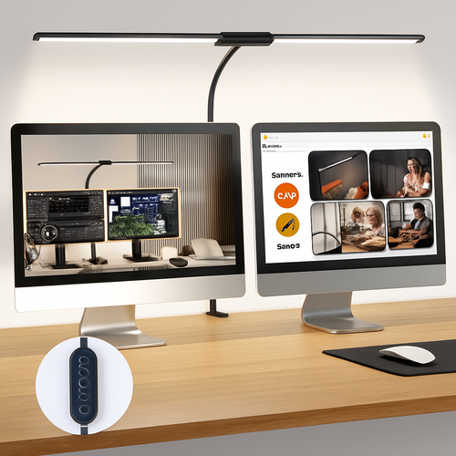 lampe de bureau led à pince 360° 3 modes 10 luminosités simple/double - vue 5 sur 9