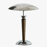 lampe de bureau nordique en bois avec abat-jour chromé