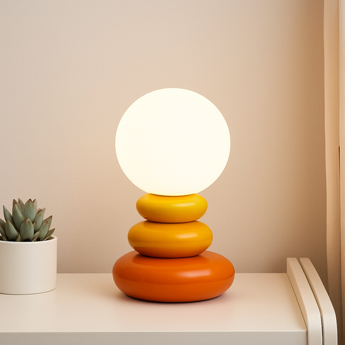 lampe de chevet créative en pierre empilée nordique ambiance lumineuse - vue 3 sur 7