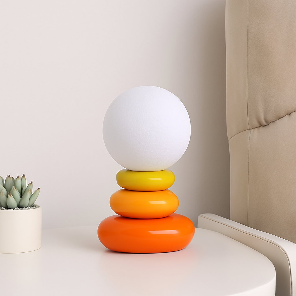 lampe de chevet créative en pierre empilée nordique ambiance lumineuse - vue 3 sur 7