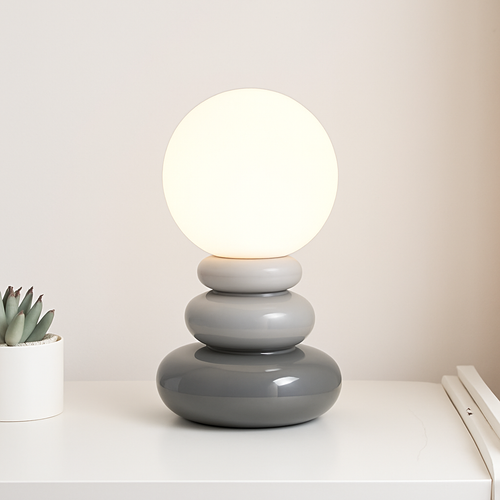 lampe de chevet créative en pierre empilée nordique ambiance lumineuse - vue 5 sur 7