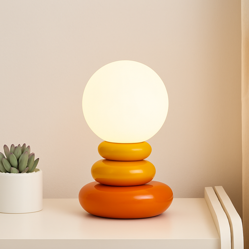 lampe de chevet créative en pierre empilée nordique ambiance lumineuse - vue 8 sur 7