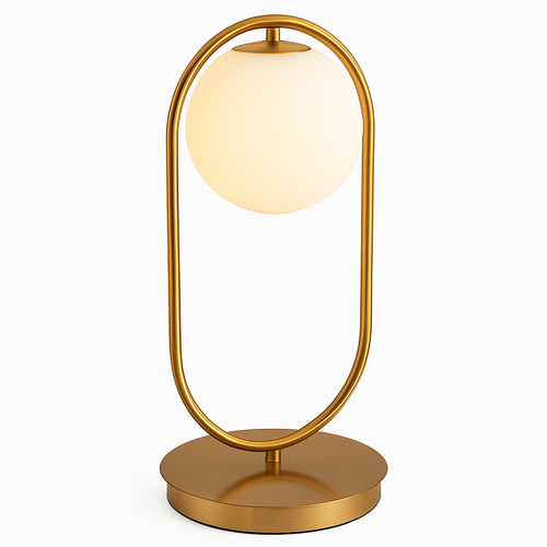 Lampe de chevet design en métal doré et boule en verre - vue 5 sur 9