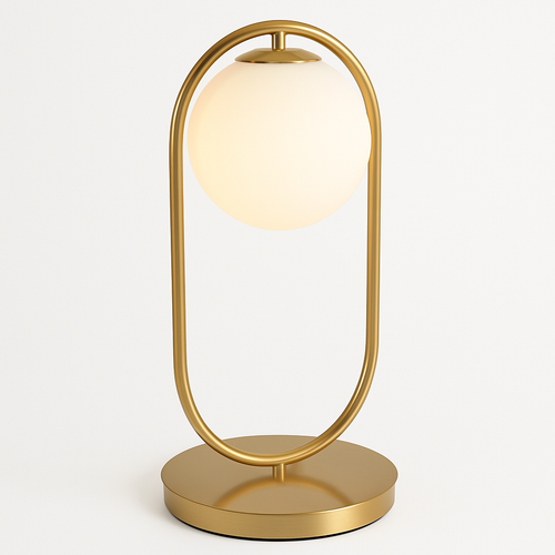 Lampe de chevet design en métal doré et boule en verre - vue 6 sur 9