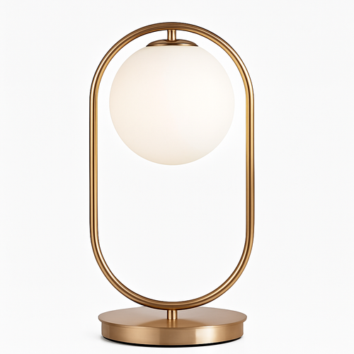 Lampe de chevet design en métal doré et boule en verre - vue 7 sur 9
