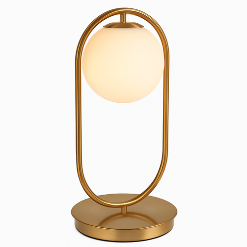 Lampe de chevet design en métal doré et boule en verre - vue 8 sur 9