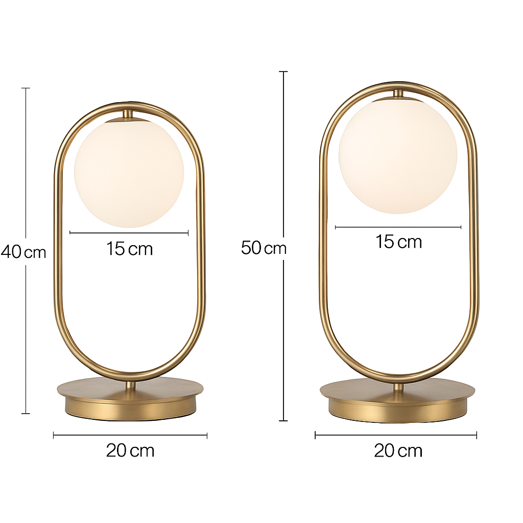 Lampe de chevet design en métal doré et boule en verre - vue 8 sur 9