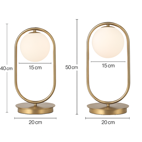 Lampe de chevet design en métal doré et boule en verre - vue 9 sur 9