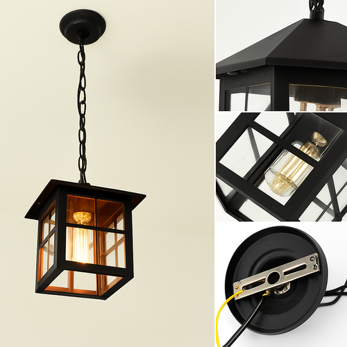 lampe extérieure suspendue étanche pour jardin et cour - vue 4 sur 6