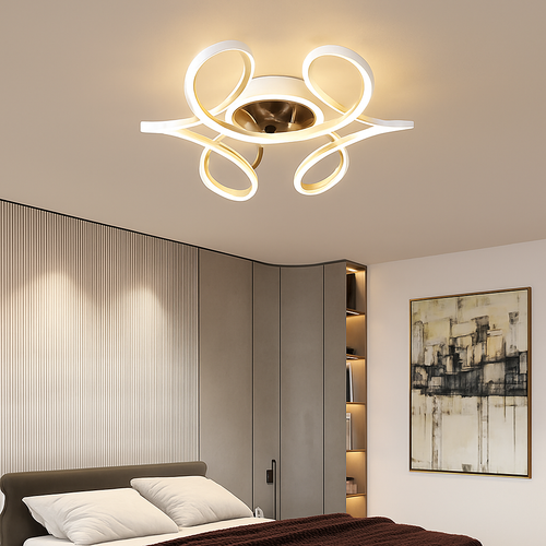 lampe à led moderne avec ventilateur de plafond et télécommande - vue 4 sur 7