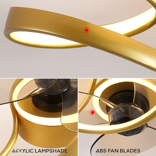 lampe à led moderne avec ventilateur de plafond et télécommande - vue 5 sur 7