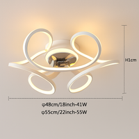 lampe à led moderne avec ventilateur de plafond et télécommande