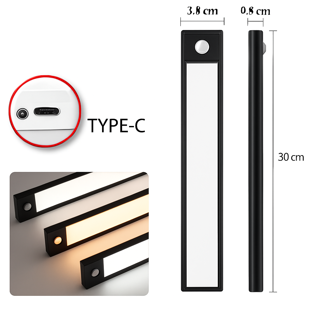 lampe led rechargeable sans fil avec capteur de mouvement - vue 12 sur 14
