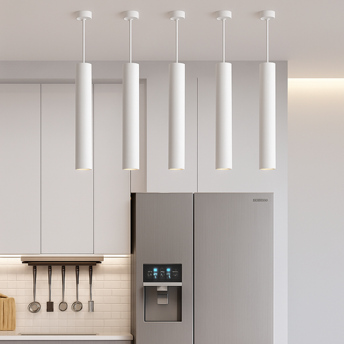 lampe led suspendue design moderne tube long luminaire décoratif - vue 2 sur 10