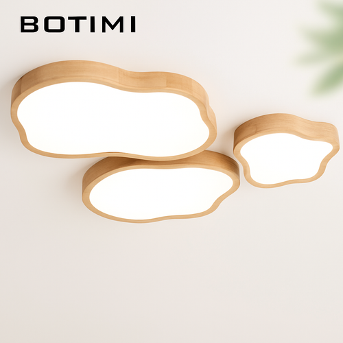 Lampe plafonnier bois LED modernes - vue 3 sur 9