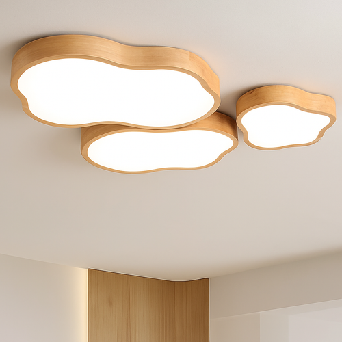 Lampe plafonnier bois LED modernes - vue 4 sur 9