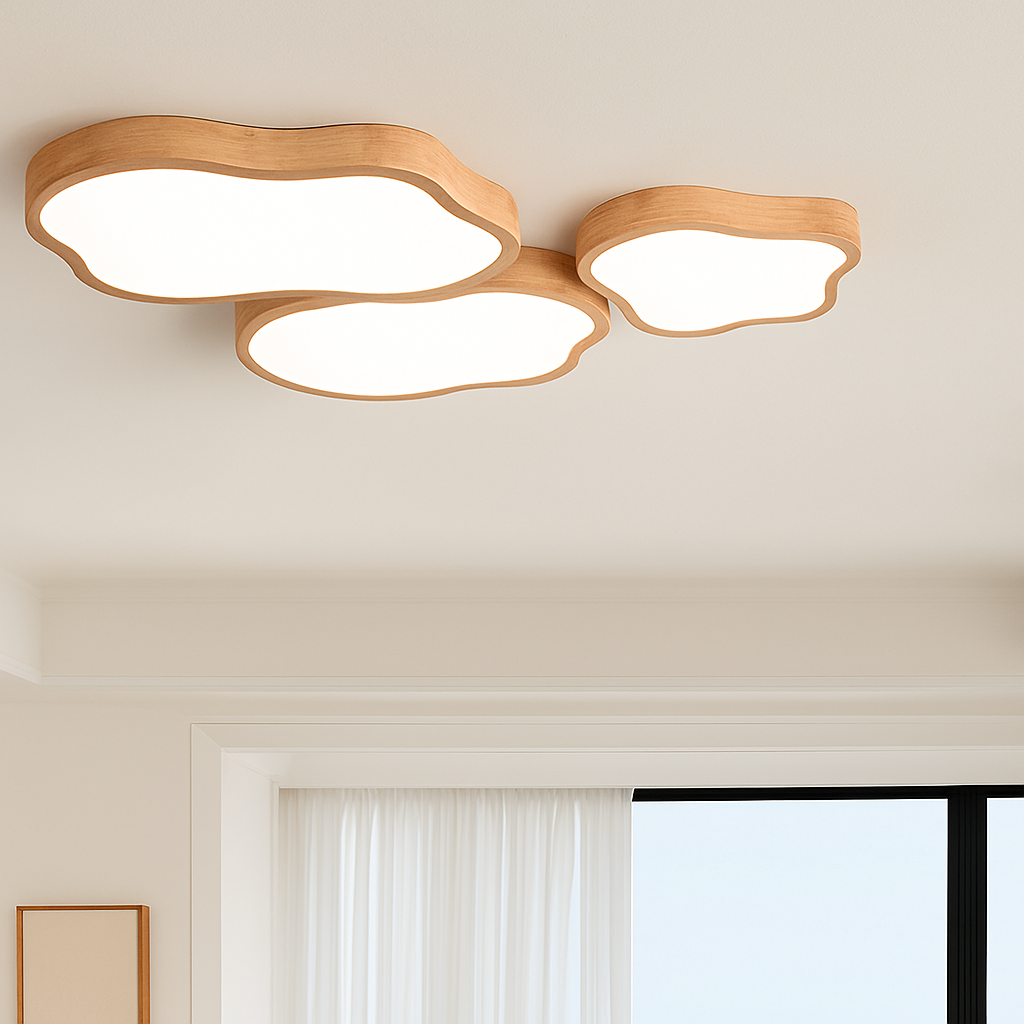 Lampe plafonnier bois LED modernes - vue 5 sur 9