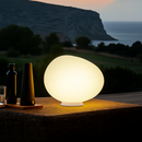 Lampe à poser design LED ambiance galet blanc Decor