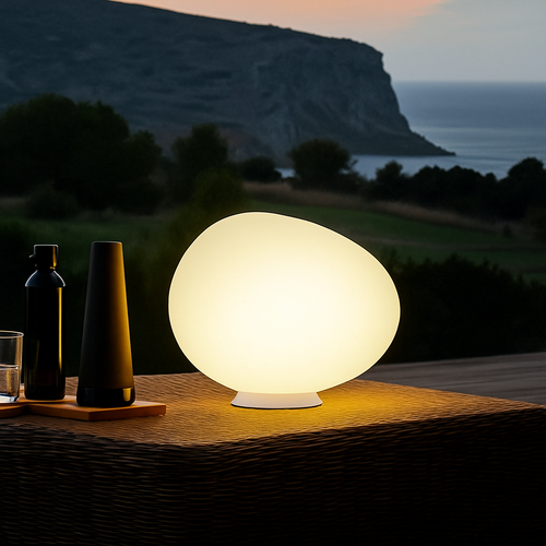 Lampe à poser design LED ambiance galet blanc Decor - vue 4 sur 7