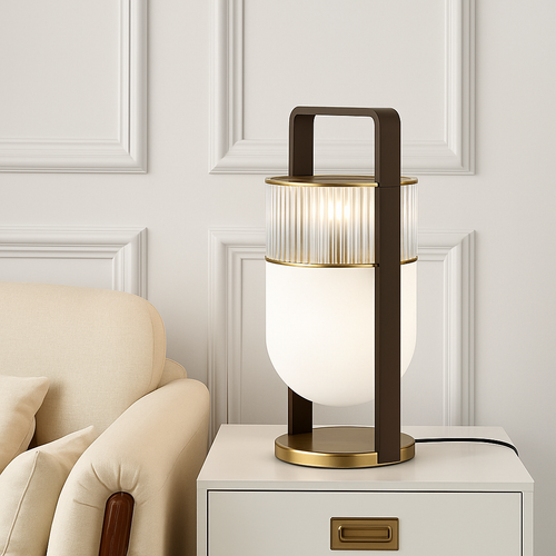 Lampe à poser design LED en verre style lanterne - vue 2 sur 7