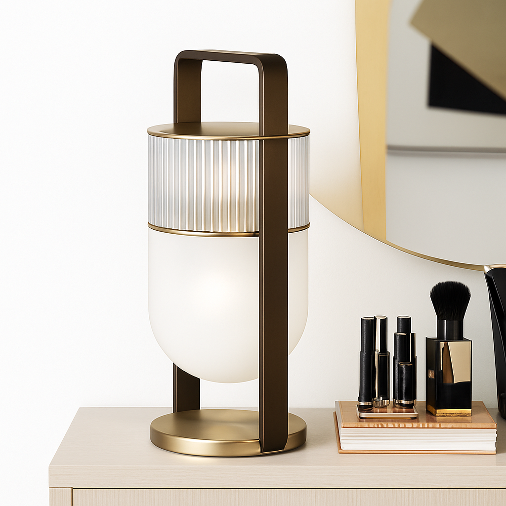 Lampe à poser design LED en verre style lanterne - vue 3 sur 7