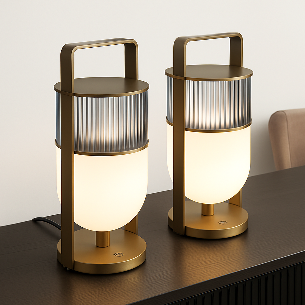 Lampe à poser design LED en verre style lanterne - vue 4 sur 7