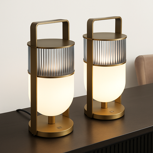 Lampe à poser design LED en verre style lanterne - vue 4 sur 7