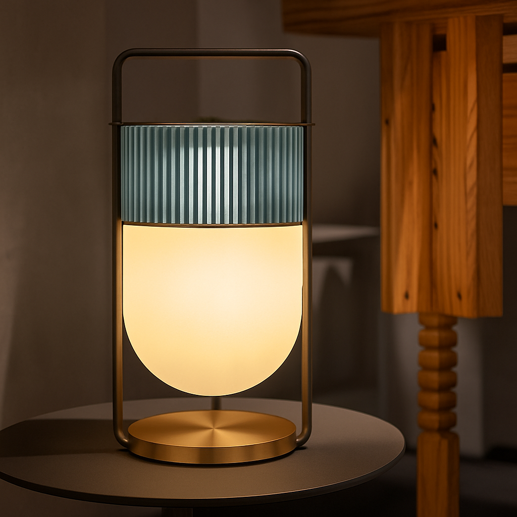 Lampe à poser design LED en verre style lanterne - vue 5 sur 7
