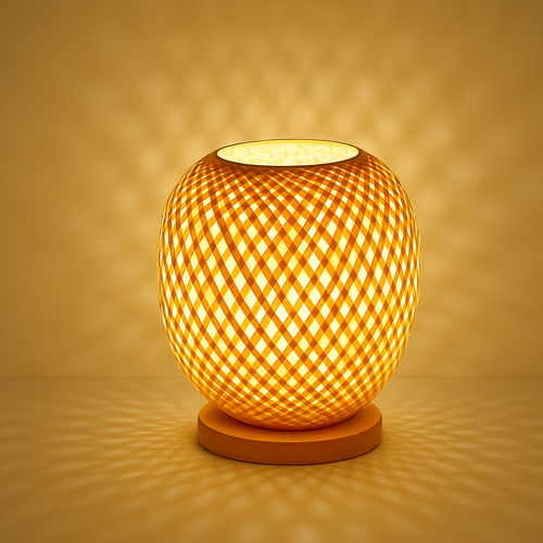 lampe à poser en rotin bambou tricotée à la main décoration intérieure - vue 2 sur 6