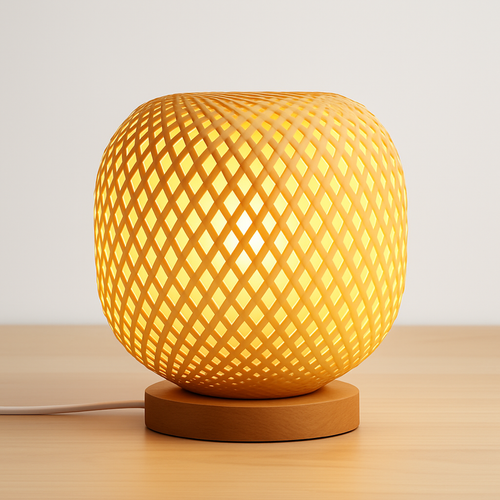 lampe à poser en rotin bambou tricotée à la main décoration intérieure - vue 3 sur 6