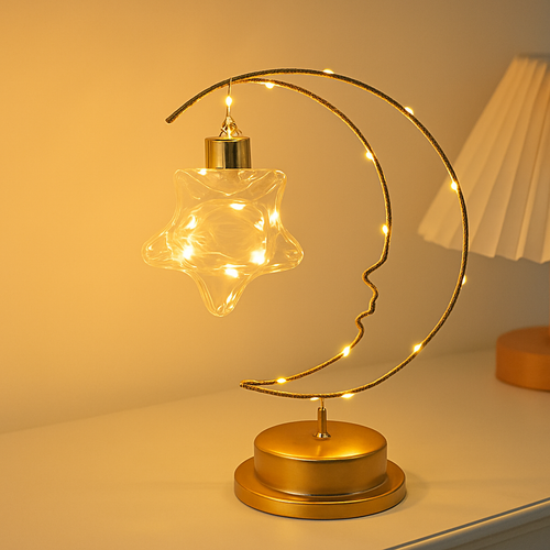 lampe à poser led étoile lune pour veilleuse et bureau - vue 3 sur 9