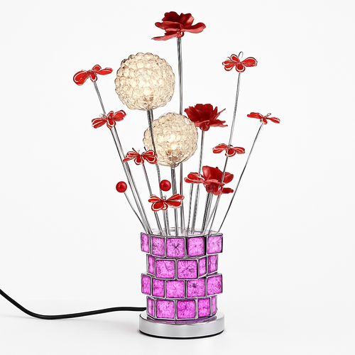lampe à poser moderne en acrylique motifs floraux décoratifs - vue 2 sur 11