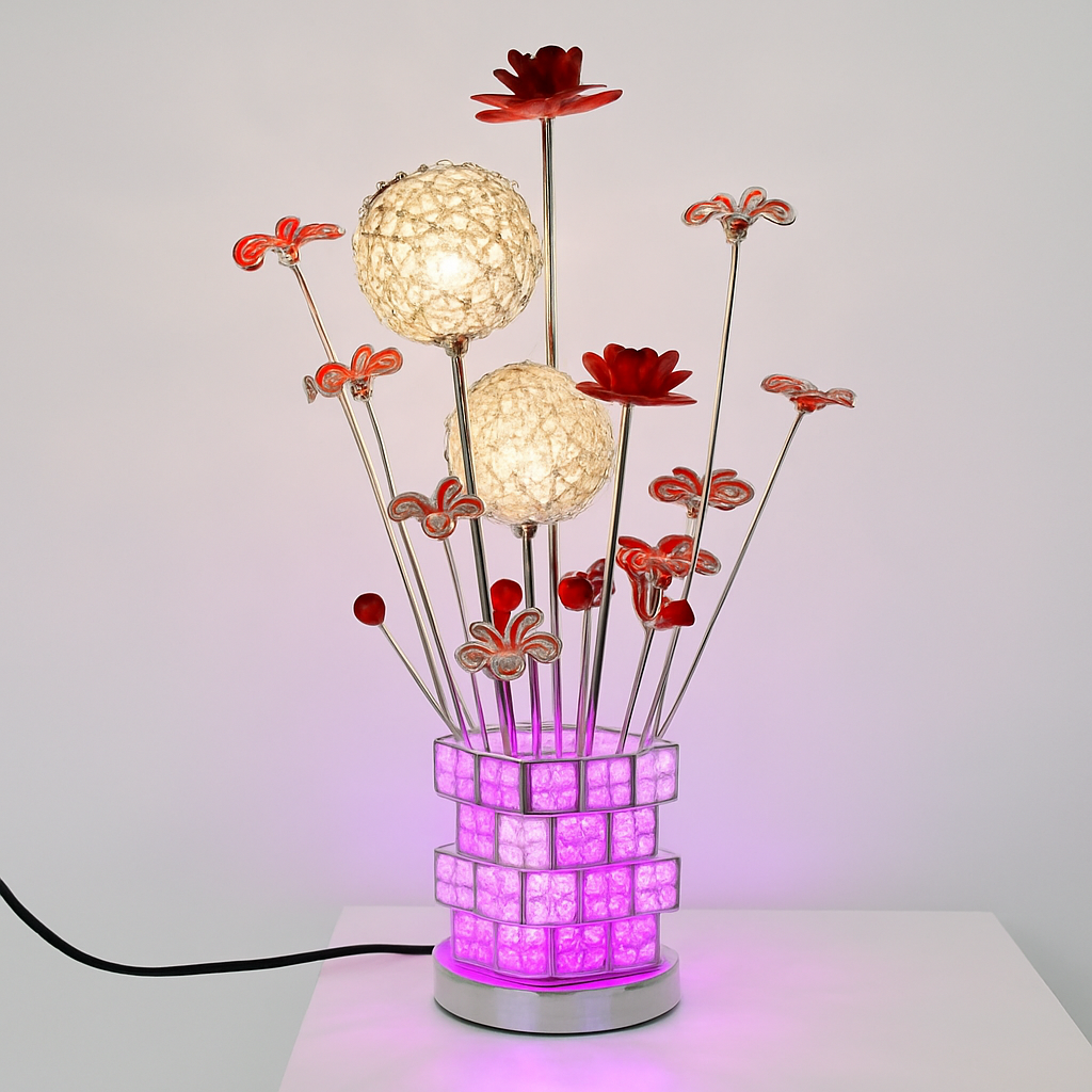 lampe à poser moderne en acrylique motifs floraux décoratifs - vue 11 sur 11