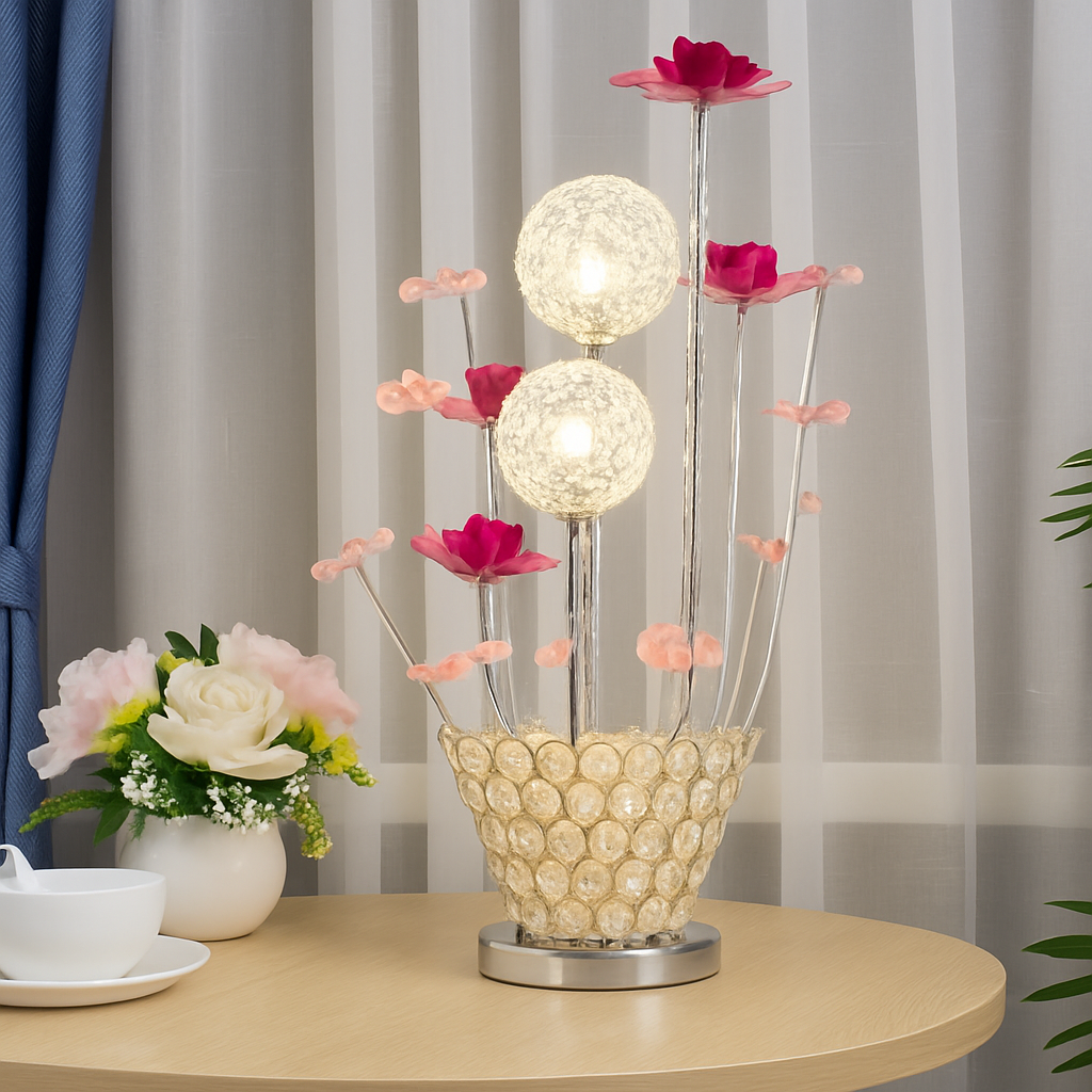 lampe à poser moderne en acrylique motifs floraux décoratifs - vue 3 sur 11
