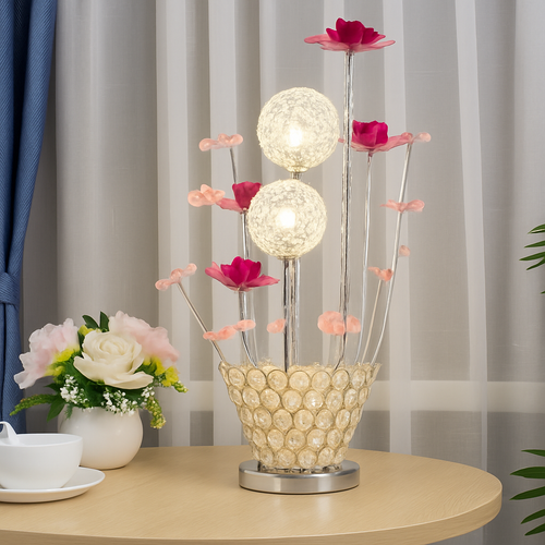 lampe à poser moderne en acrylique motifs floraux décoratifs - vue 4 sur 11