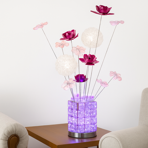 lampe à poser moderne en acrylique motifs floraux décoratifs - vue 9 sur 11