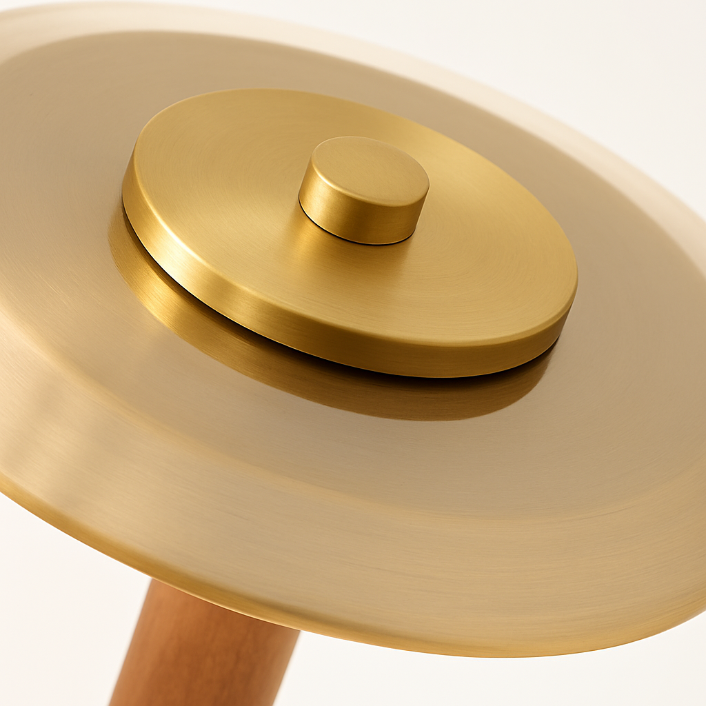 lampe à poser rétro design art déco en laiton et verre - vue 4 sur 9