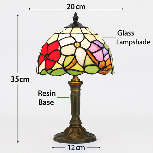 lampe à poser rétro style méditerranéen en vitrail - vue 7 sur 34