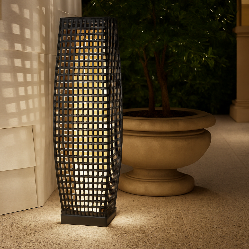 lampe solaire en rotin pour extérieur et jardin - vue 4 sur 8