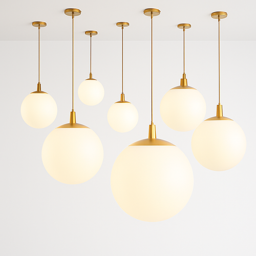 Lampe Suspension Globe Verre Blanc - vue 3 sur 15