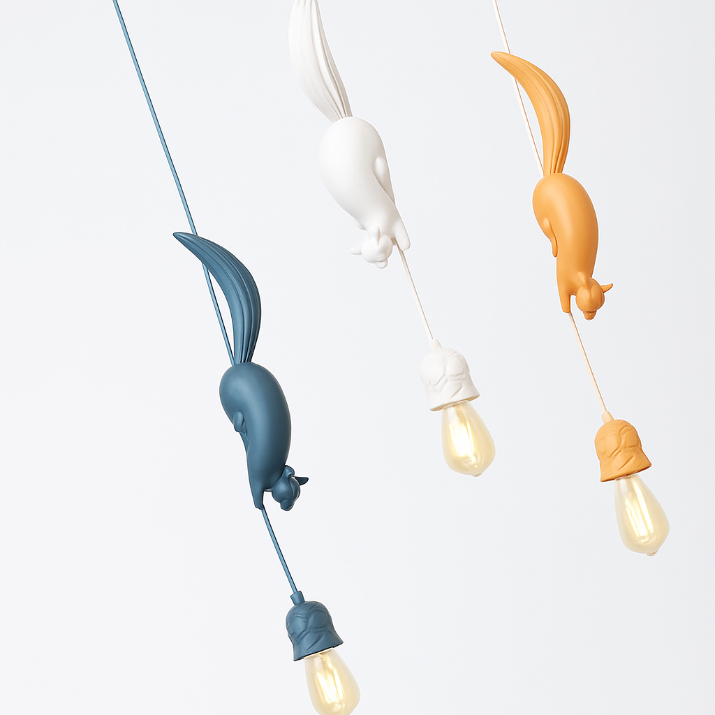 lampe suspension résine écureuil nordique led loft décoratif - vue 3 sur 8