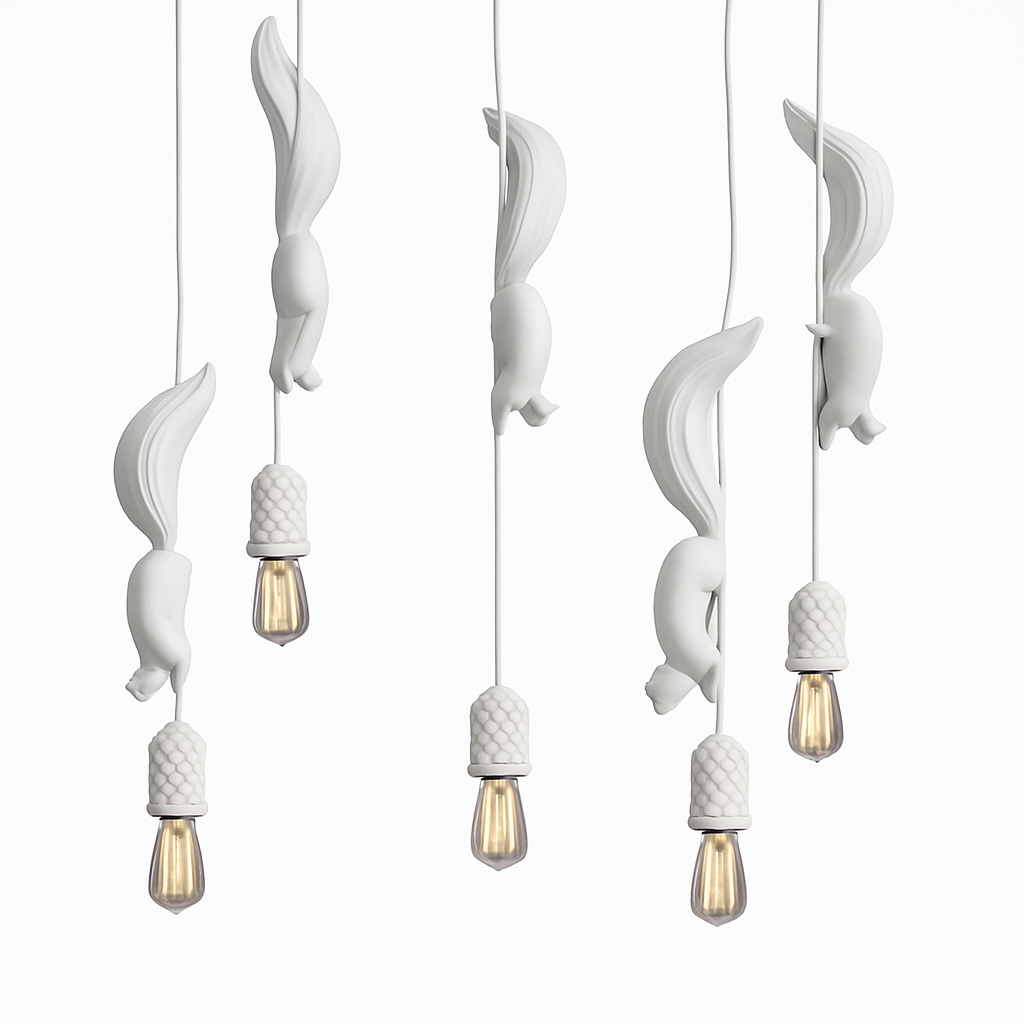 lampe suspension résine écureuil nordique led loft décoratif - vue 5 sur 8