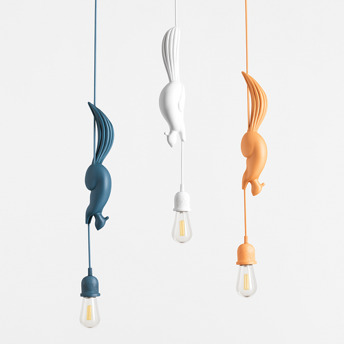 lampe suspension résine écureuil nordique led loft décoratif - vue 2 sur 8