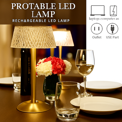 Lampes de table en cristal diamant rétro barre de LED lampe de bureau USB rechargeable protection des yeux veilleuse pour chambre hôtel bureau mariage - vue 3 sur 6