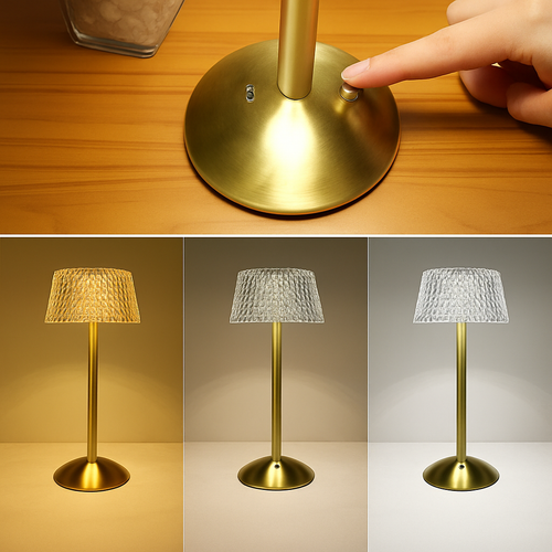 Lampes de table en cristal diamant rétro barre de LED lampe de bureau USB rechargeable protection des yeux veilleuse pour chambre hôtel bureau mariage - vue 6 sur 6