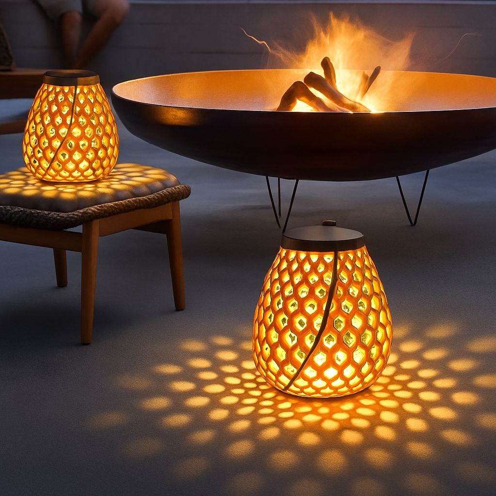 lanterne solaire extérieure suspendue en imitation bambou pour jardin terrasse - vue 5 sur 6